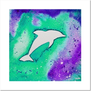 Dolphin in green Posters and Art